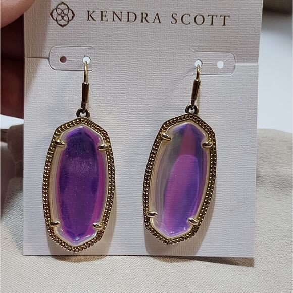 Kendra Scott Gold and Dichroic Glass Elle Earrings New - Picture 5 of 5